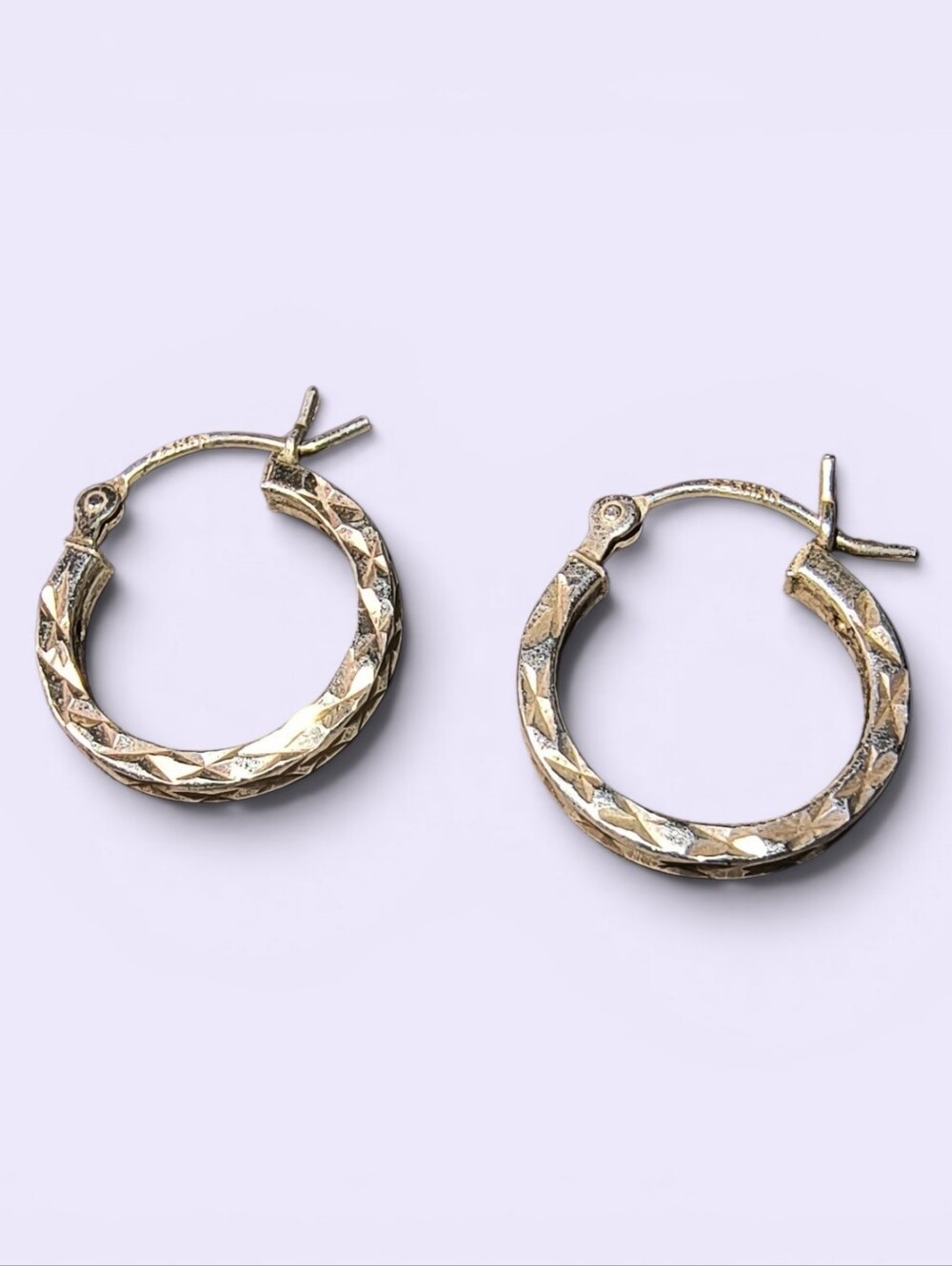 Sterling Silver Textured Huggie Hoop Earrings - Pair